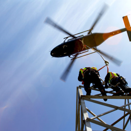 image of a helicopter and workers - we carried out stress analysis for Type 4C Basket as seen in the image