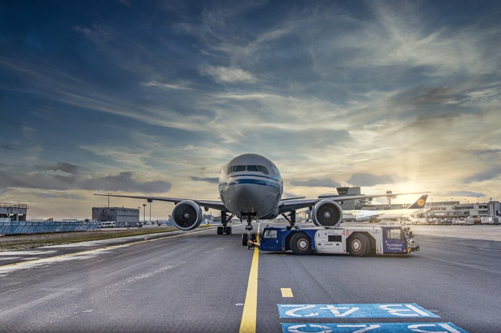 image of a plane sat on the runway before take off