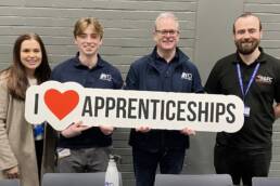 I Love Apprenticeships sign held by Airframe Designs